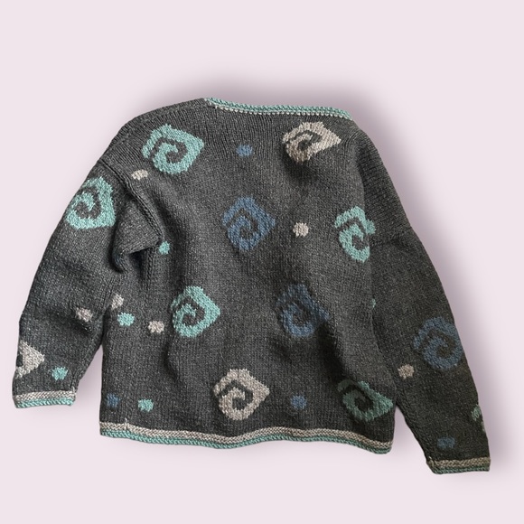 Vintage, swirl design, thick, wool cardigan / sweater. (Brand is caravan.) - Picture 2 of 3